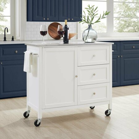 KD VESTIDOR 37.5 x 42.13 x 18.13 in. Stainless Steel Top Kitchen Island & Cart, White KD3053295